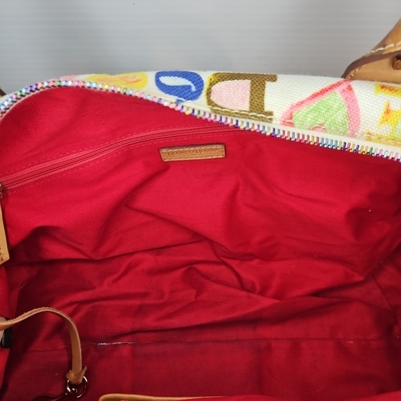 Dooney & Bourke Colorful Alphabet Scribble Canvas Tote Bag ,Multi Print Rr Vntg - Picture 12 of 14